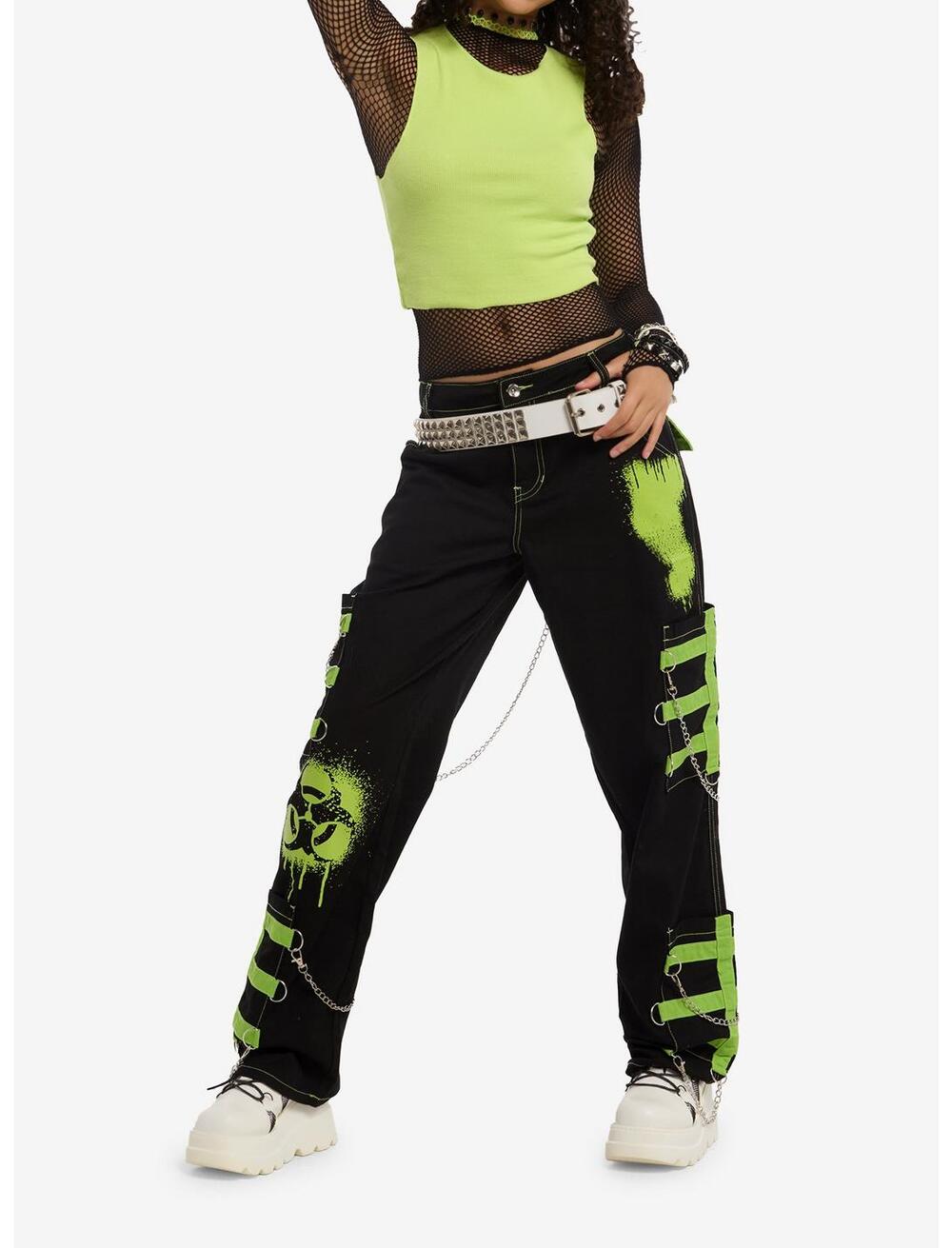 NWT Hot Topic Social Collision Neon Biohazard Carpenter Pants sz 13